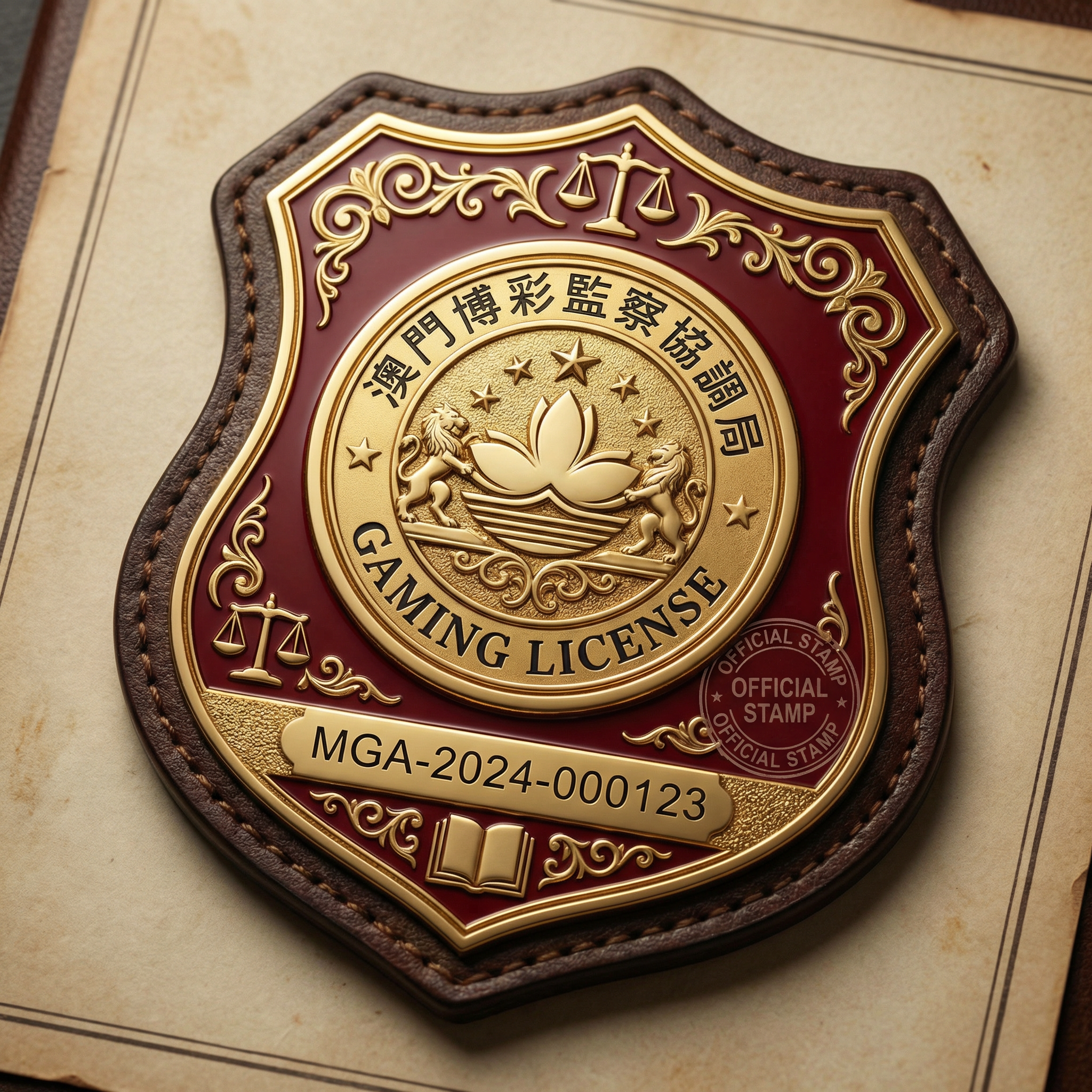 澳门博彩监察协调局颁发的开元棋牌模拟器运营牌照徽章